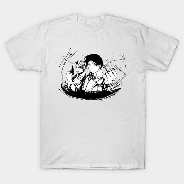 Roy Mustang and Riza Hawkeye FullMetal Alchemist T-Shirt by SirTeealot